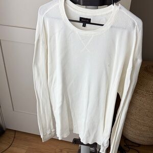 Brixton Men's White Ribbed Long Sleeve Shirt